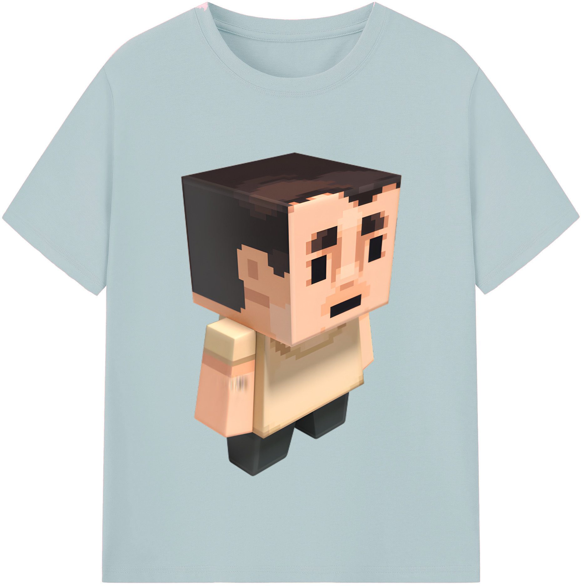 （画像用） マインクラフト ブロックの世界 Minecraft MC Block world 綿100％半袖Tシャツ（フロントプリント）